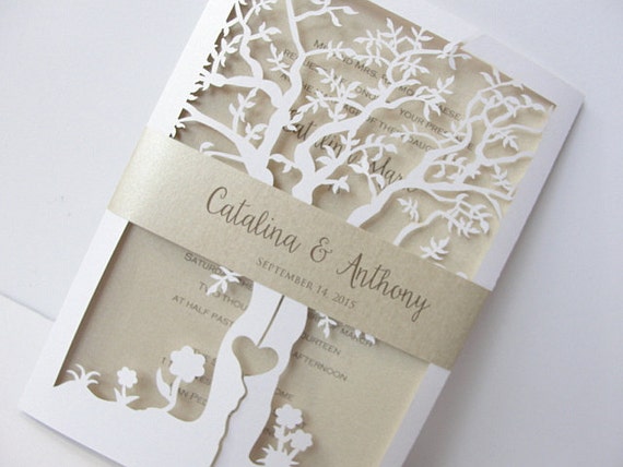 Fall Wedding Invitation Laser Cut Tree Invite Rustic Autumn TREE Fall Wedding Invitation Laser Cut Tree Invite Rustic Autumn TREE