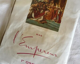 French vintage stockings , Bas L'EMPEREUR, Vintage seamless nylon Stockings, Size 2, Medium , Vintage Hosiery collection
