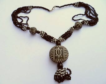African necklace - clay pendant - nect19