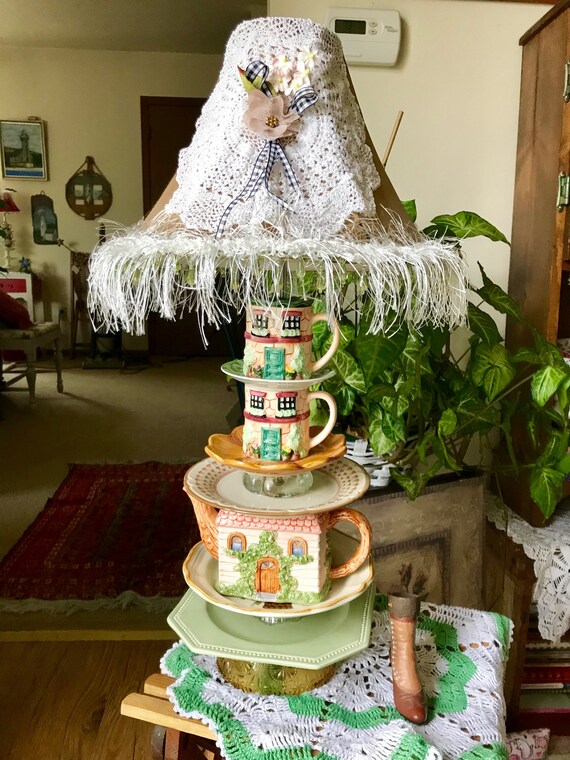 Unique Teapot House and Cup Table Lamp. Teapot lamp