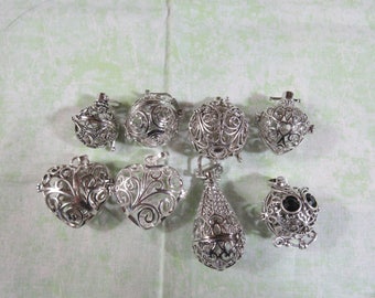 1 Antique Silver Tone Copper Prayer Box/Caller Ball Pendant 12-18mm (B142)
