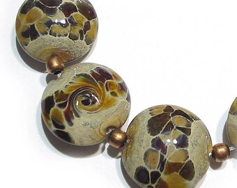 SRA Handmade Glass Lampwork Beads, Woodshed Lentils