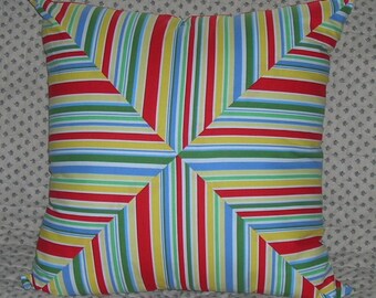 Primary Colors Diagonal & Stipes Pillow