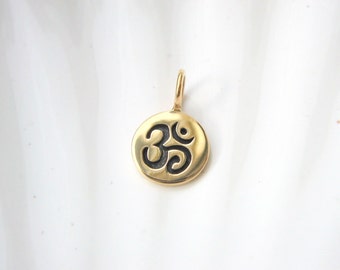 Gold Om Charm - Jewelers Bronze - Add On - Yoga Inspired - Ohm Aum