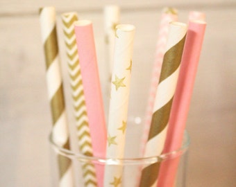 Birch Party Straws, Birch Paper Straws, Birch Straws, Wedding Buffet Straws, Wedding Shower Straws, Birthday Party Straws, Set of 10