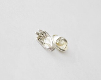 Tiny Hand Pin, OK Pin, Silver Hand Pin, Hand Jewelry, Hand Brooch, Tiny Hand Lapel Pin, Funny Tie Pin, Novelty Lapel Pin, Unique tie pin
