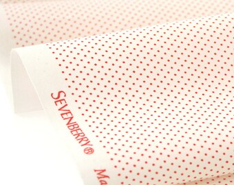 Japanese SEVENBERRY fabric red dots on white x 50cm
