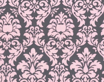 Bloom Dandy Damask for Michael Miller cx3095 Pink Gray quilt fabric
