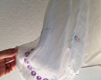 Womens top Poet Blouse Repurposed Embroidery Vintage Linen Clothing Embroidered small forest