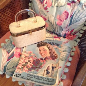Vintage 1950s lucite handle box purse JR Miami Florida VLV superb highly collectible