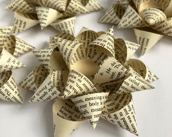 Package Bows, Gift Bows, Handmade Gift Bows, Book Page Bows, Package Decoration, wrapping material, Repurposed Book, recycled paper
