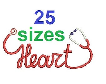 Heart Stethoscope Embroidery Design, Nurse Fill Embroidery Design Instant Download ER1031F5