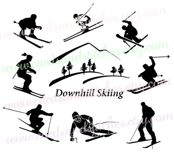 Skiing SVG Downhill Skiing SVG Skiers SVG Digital