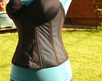 black sheer strapless boned corset size 36c