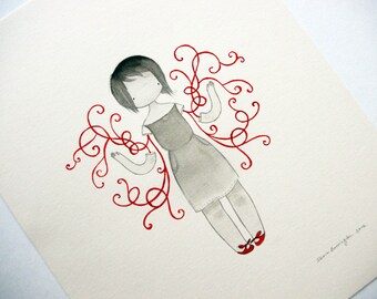 Double Amputation - 8x10 original pencil, ink and acrylic drawing and watercolor on creamy paper
