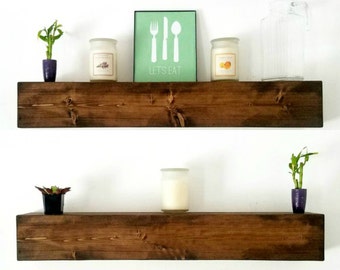 Floating Shelves | Floating Shelf decor | Farmhouse Decor | Chunky Wood Shelf | Ledge Shelf | Rustic shelf | Rustic Wood | Modern shelves