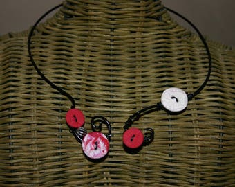 Fantasy polymer clay and aluminum wire necklace