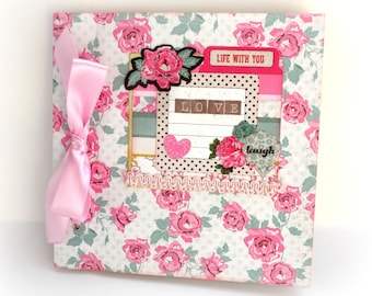 retro floral mini album scrapbook album premade album gift for mom square 6x6 photo book anniversary mothers day gift ready to ship
