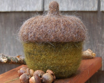 felted wool bowl fall decor covered acorn