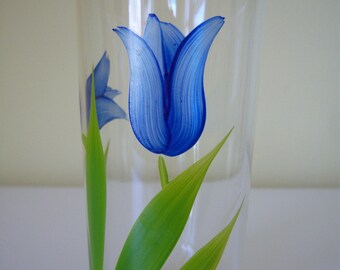 Set of 4 Blue Tulip Glasses