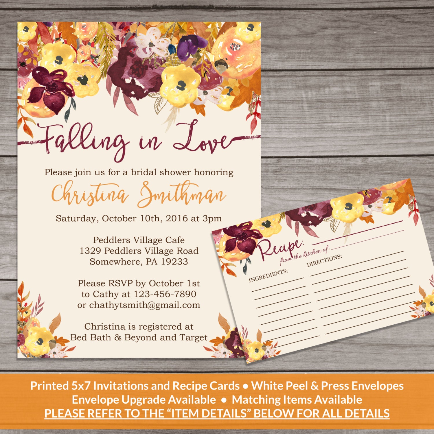 Fall Bridal Shower Invitations Fall Floral Bridal Shower 8039