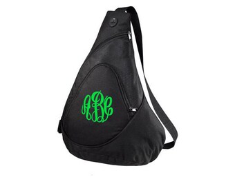 Monogrammed Sling Bag-Monogrammed Sling Backpack-Personalized Sling Bag-Monogram Sling Bag-Monogram Cross Body Bag-Monogram Sports Sling Bag