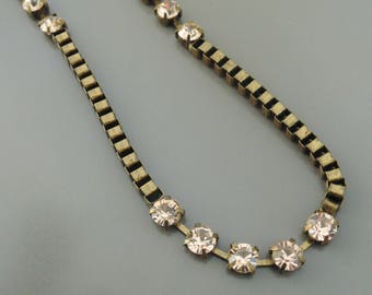 Vintage Inspired Necklace - Rhinestone Necklace - Brass Necklace - Peach Pink Necklace - Layered Necklace - Chain Necklace - Handmade