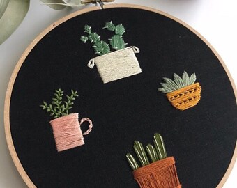 cercle à broder de cactus
