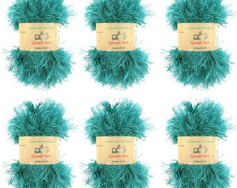 Eyelash Yarn - 6 x 50g Skeins - Teal