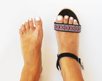 Boho Leather Wedges , Black Leather Wedges , Greek Leather Wedges , Tassel Wedges , Boho Wedding Wedges , High Heel Wedges , Boho Sandals