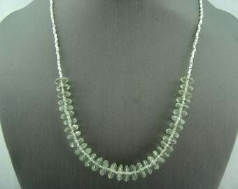 Faceted Green Amethyst Prasiolite 925 Sterling Silver Necklace