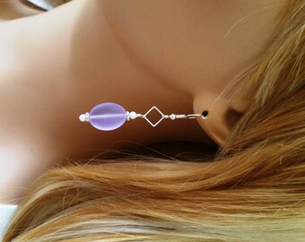 Purple Sea Glass Earrings, Seaglass Earrings, Sea Glass Jewelry, Beach Glass Earrings, Beach Jewelry, Seaglass Jewelry, Ocean Jewelry 024