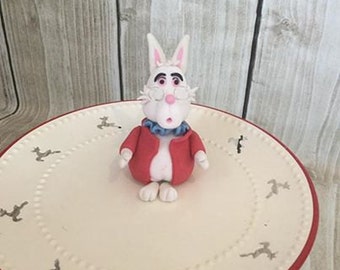 White rabbit cake topper