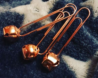 Rose gold jingle bell paperclip