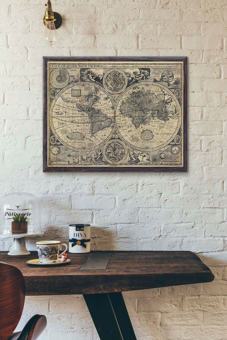 vintage old world map 1626 old map antique restoration