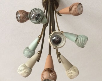 Extremely Rare Mid Century Modern | Sputnik | Atomic 10-Armed CHANDELIER | CEILING LAMP | Pendant Light | Stilnovo | Arteluce Era | 1950s