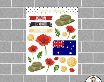 Anzac Day | Remembrance Day Planner Stickers