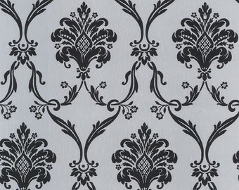 Wallpaper - Oversized Silver and Black Metallic Damask - Floral, Lattice, Intricate, Victorian, Modern, Elegant - By The Yard - CS27371 SO