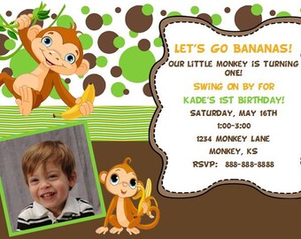 Monkey First Birthday Invitation