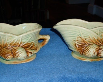 c1940’s McCoy Art Pottery “Pinecone” Creamer and Sugar bowl