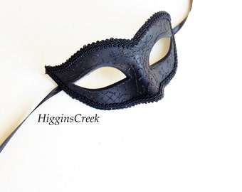 Mens Masquerade Mask, Black Masquerade Mask, Masquerade Ball Mask, Unisex Mask, Black Mask for Men, Black Simple Mens Mask, Mardi Gras Masks