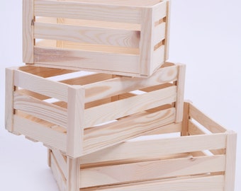 Wooden storage crates. 3 sizes. Storage crates. Wooden crates. Wooden crate. Wooden crate box. Wooden crate wedding. Wooden crate prop.