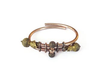 Victorian Gold Filled Etruscan Bangle Bracelet - Bypass Bracelet, Gold Ball, Victorian Jewelry, Vintage Bracelet, Steampunk, 1800s Fashion