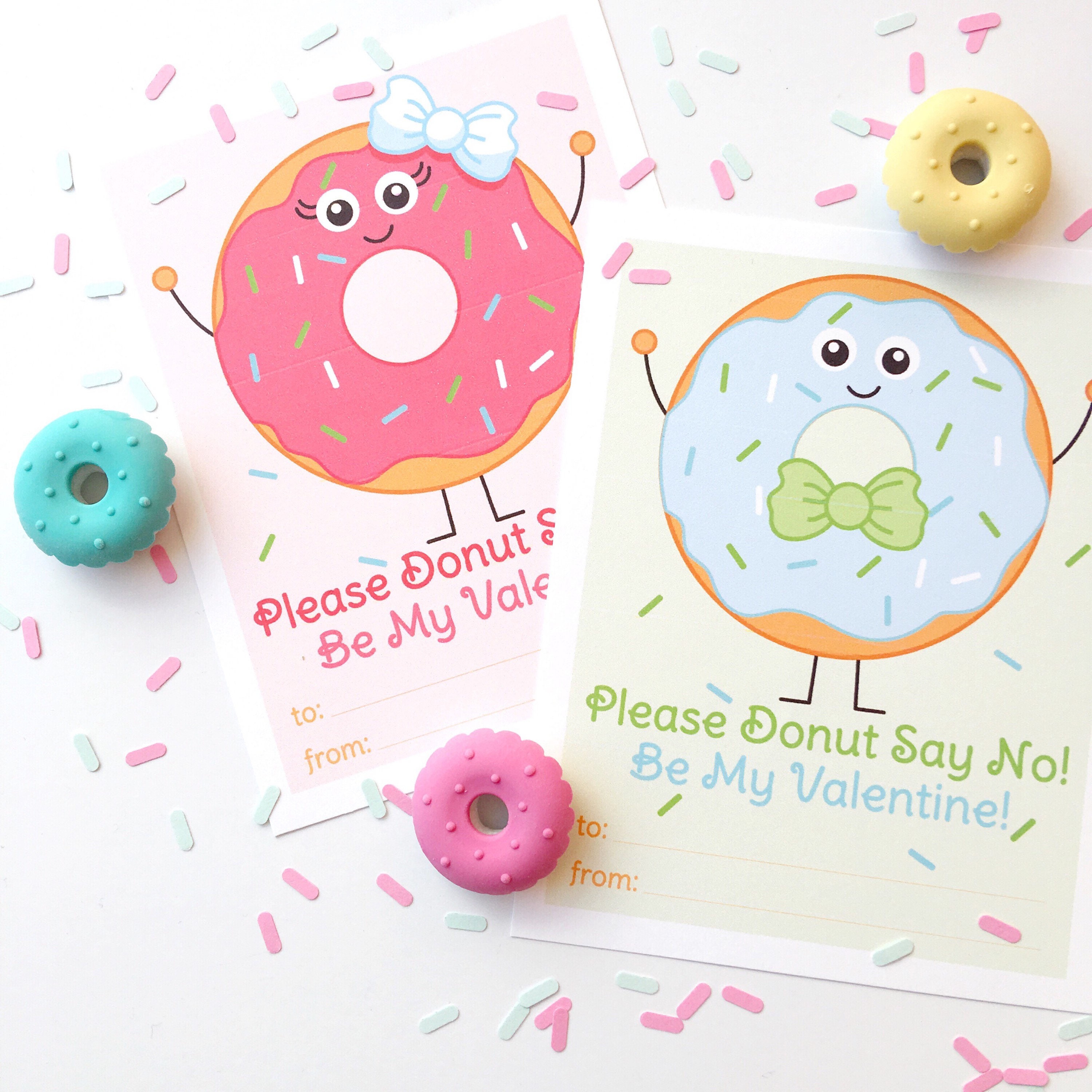 Donut Valentine Printable Cards Doughnut Valentines Boy and