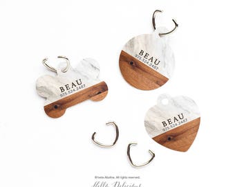 Pet ID Tag Custom Pet Tag Personalized Dog Tag Wood Marble Print Pet Tag Dog ID Tag Wood Print Pet Tag Puppy Tag Dog ID Pet Tag 120.
