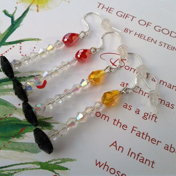 Christmas Candle Earrings Candle Earrings Swarovski Crystal