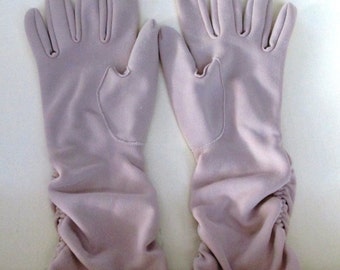 Vintage Tan Ruched Gloves