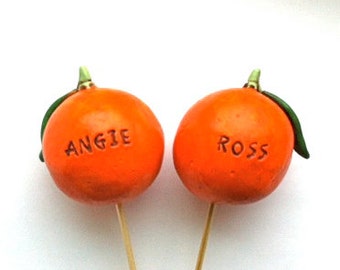 Personalized Oranges wedding cake topper