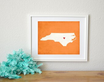North Carolina State Art Silhouette Map Personalized Print