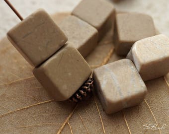 Tan Cubes, Cube Beads, Beads